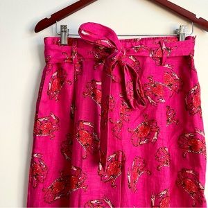 J. Crew Tie-waist Linen Pant In Ratti King Crab Print